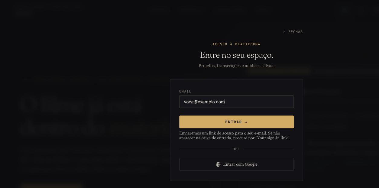 modal de login com as duas opções